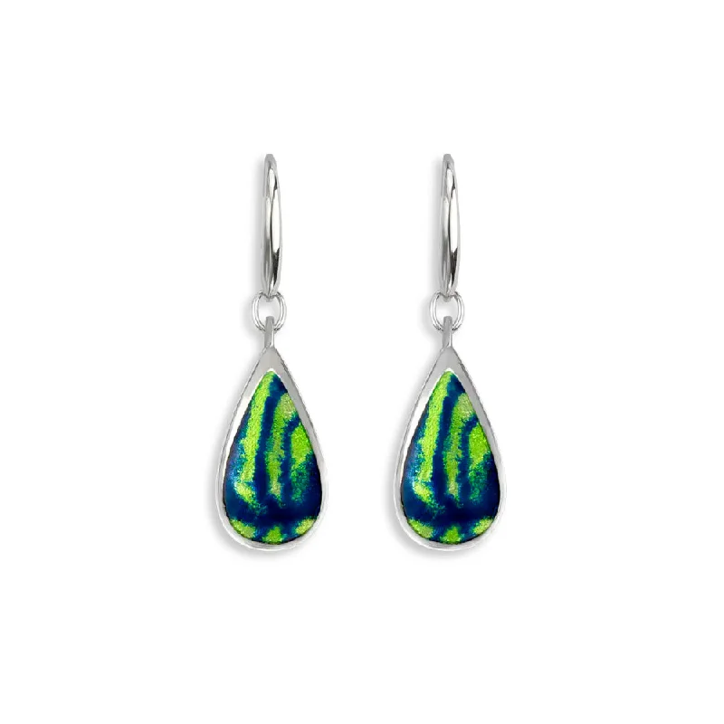 Nicole Barr Blue & Green Aurora Teardrop Wire Earrings