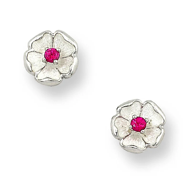 Nicole Barr SS White Rose Stud Earrings