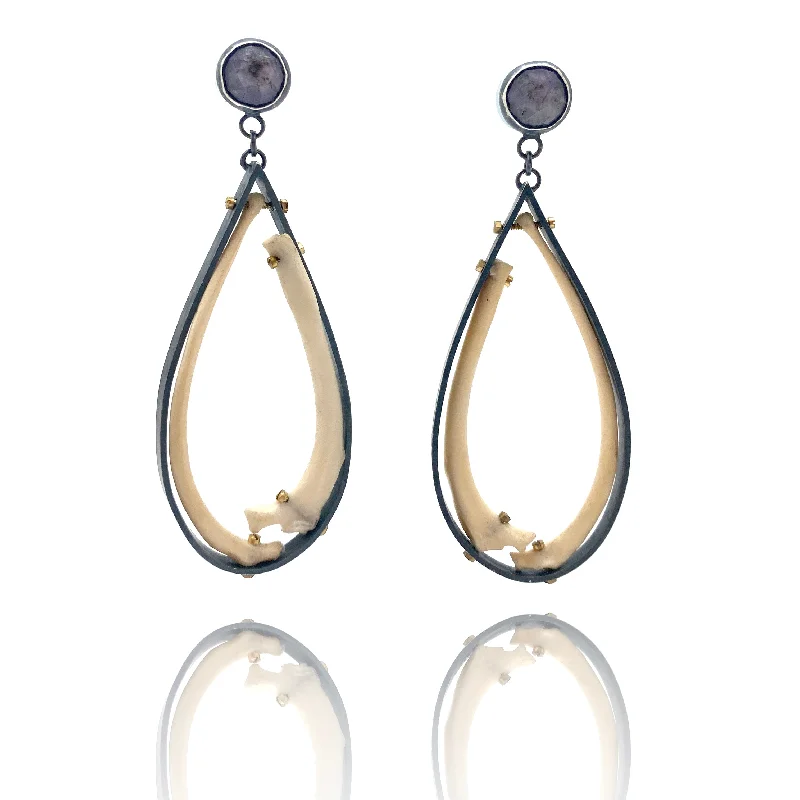 Of Mineral And Marrow Earrings - Rabbit and Sapphire