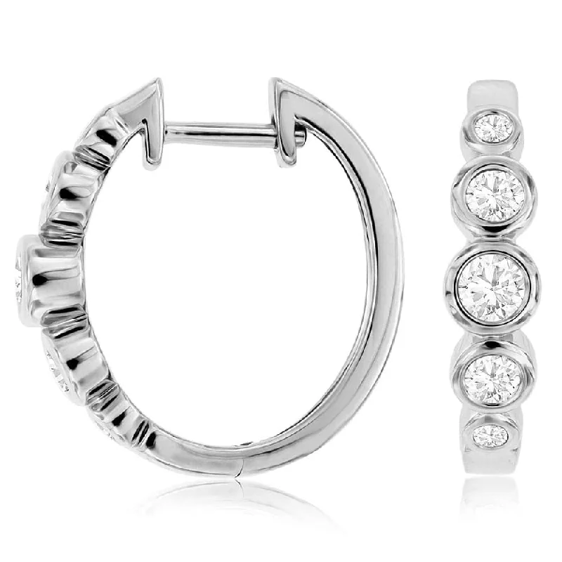 Oval Diamond Bezel Hoops