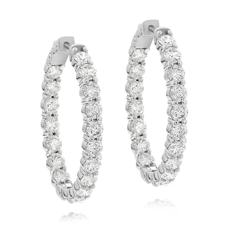 Oval Diamond Inside Outside Hoop Earrings