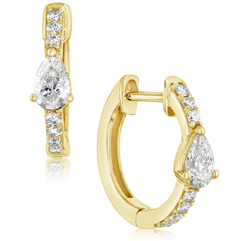 Pear-Shaped Diamond Hoop Earrings