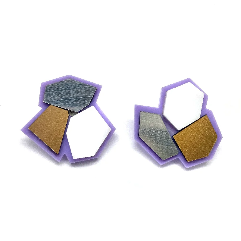 Purple and Neutral Geometric Studs