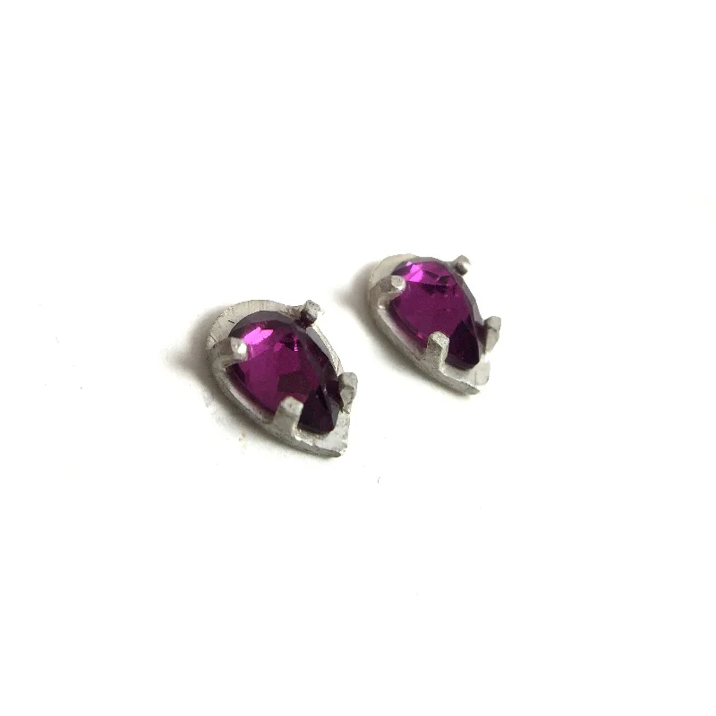 Carved Teardrop Studs - Rhodonite Garnet