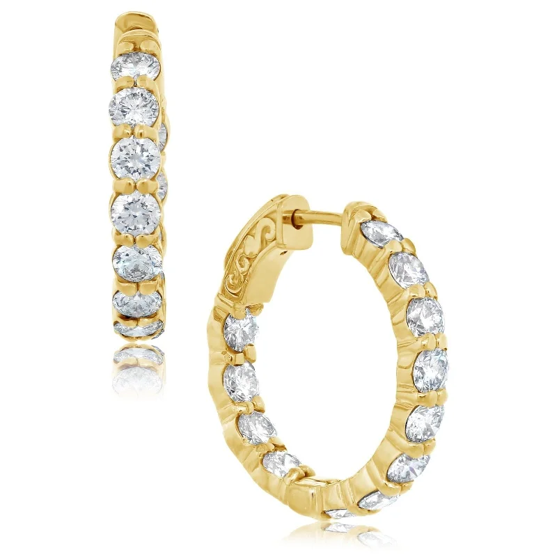 Round Diamond Inside Out Hoop Earrings