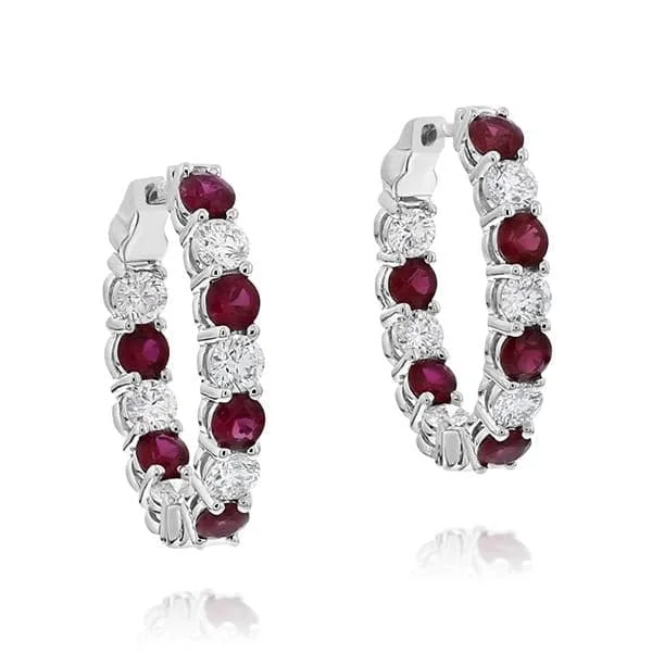 Ruby & Diamond Hoop Earrings