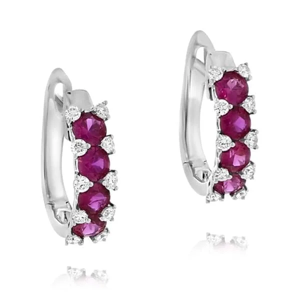 Ruby and Diamond Hoop Earrings