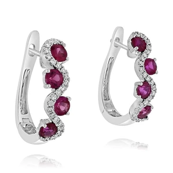 Ruby and Diamond Hoop Earrings