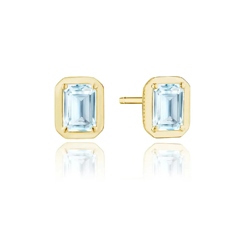 Tacori Allure Emerald Sky Blue Topaz Stud Earrings