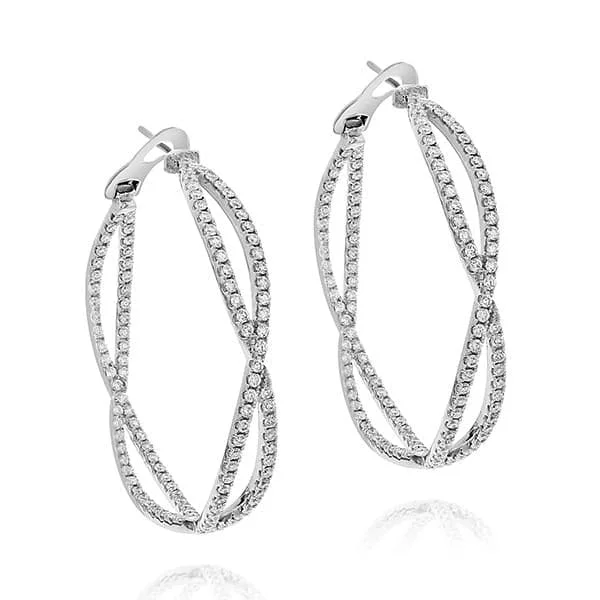 Twisted Diamond Hoop Earrings