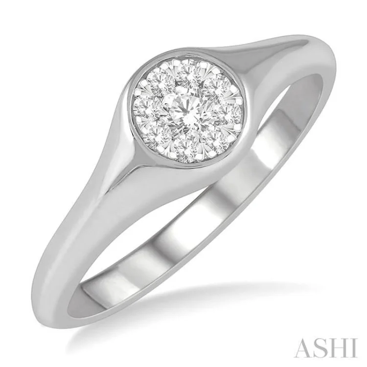 1/6 ctw Round Shape Lovebright Diamond Ring in 14K White Gold