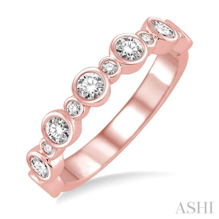 3/4 Ctw Round Cut Diamond Stack Band in 14K Rose Gold