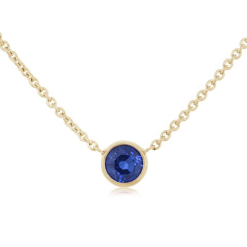 1/3 Carat Sapphire Bezel Pendant Necklace