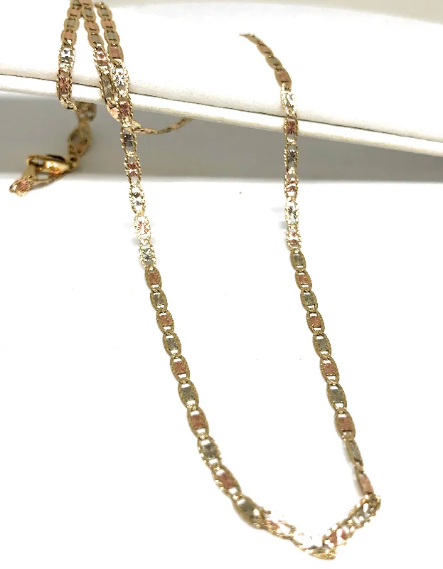 10k Solid Gold Tri-Color Valentina Chain 16 - 24 inch 2.1mm (Full Solid Style)