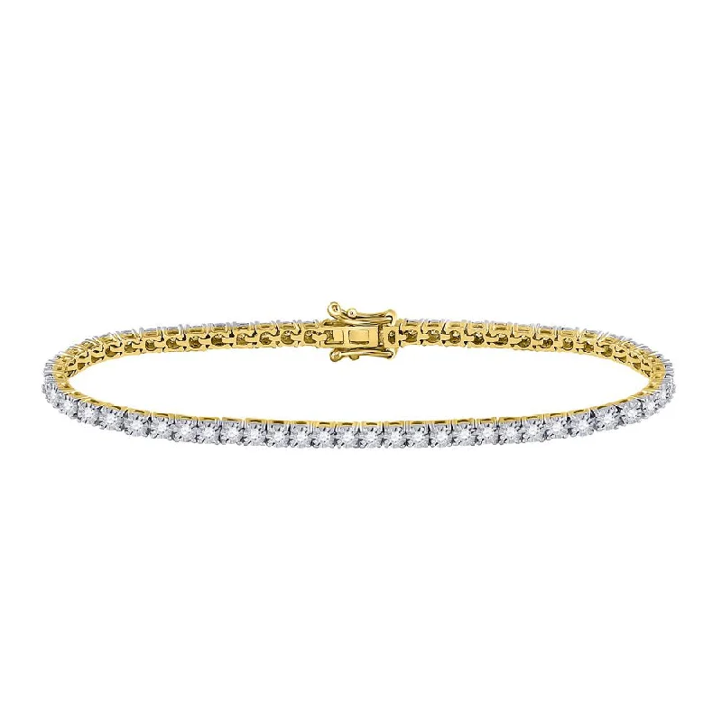 10kt Yellow Gold Womens Round Diamond Classic Tennis Bracelet 1 Cttw