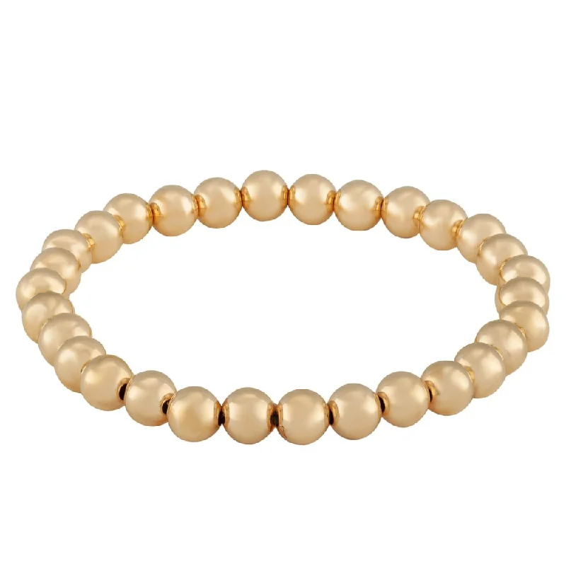 14k Yellow Gold 6mm Beaded Stretch Bracelet