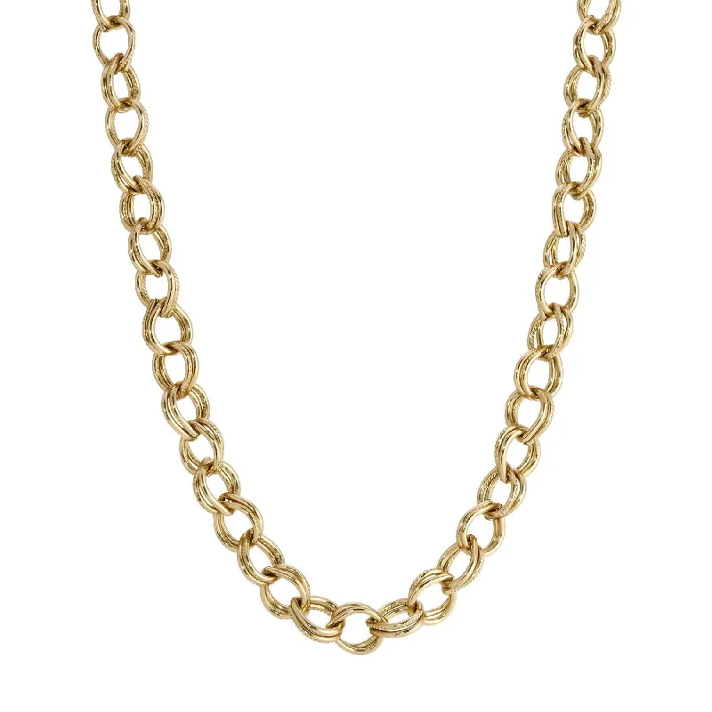 1928 Jewelry Classic Knurled Oval Double Link Chain Necklace 16" + 3" Extender