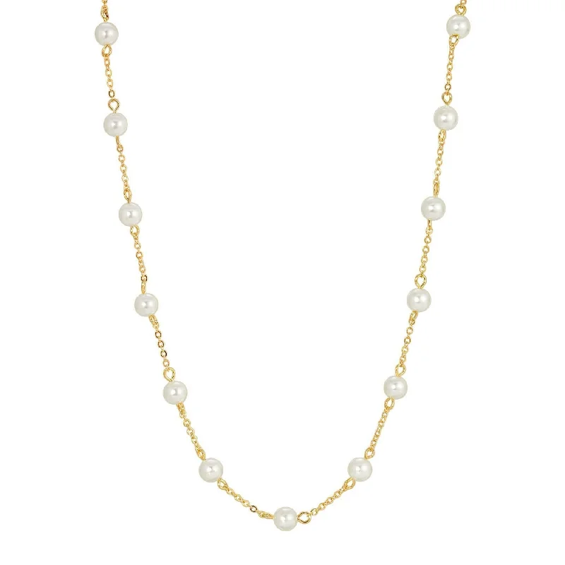 1928 Jewelry Faux Pearl Cable Chain Necklace 16" + 3" Extender