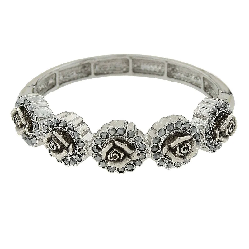 1928 Bridal Five Flowers Crystal Stretch Bracelet