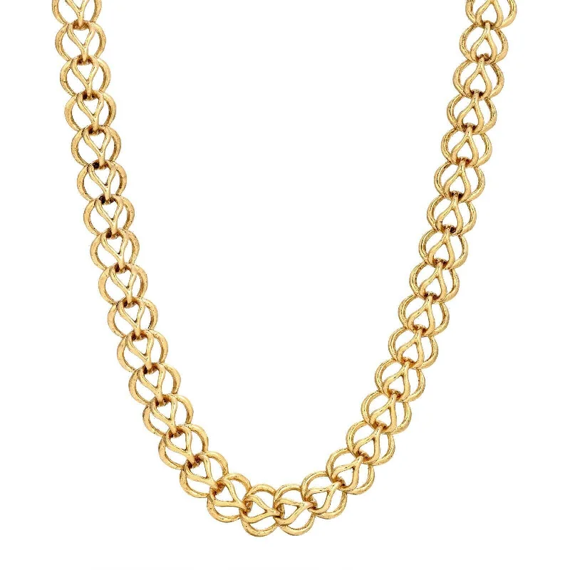 1928 Jewelry Gold Hand Linked Chain Necklace 18"