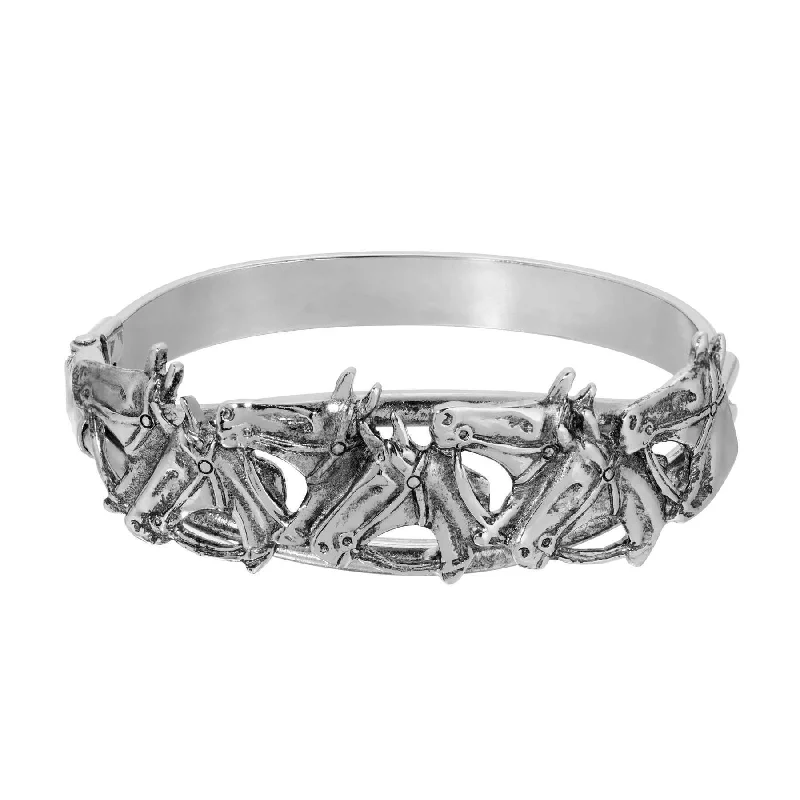 1928 Jewelry Racing Horse Silver Hinge Bracelet