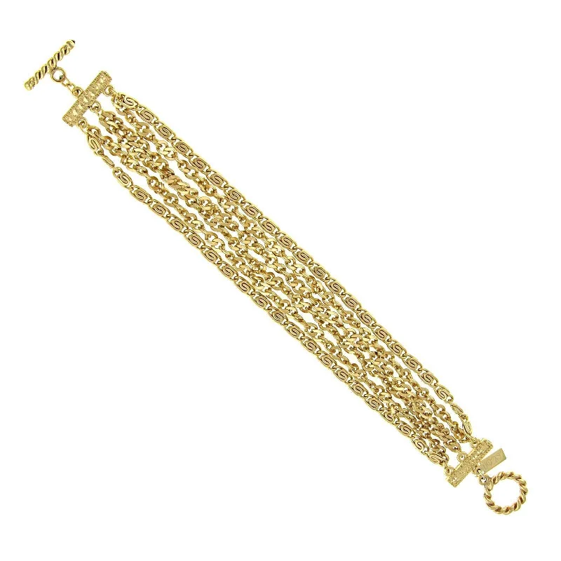 1928 Jewelry Gold Swag & Scroll Multi Chain Toggle Bracelet