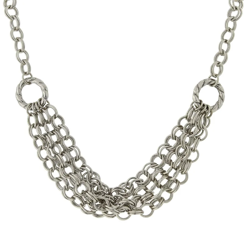 2028 Jewelry Silver Multi Chain Necklace 18"