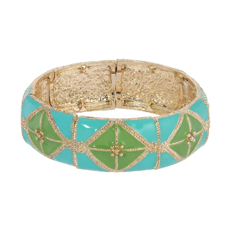 2028 Jewelry Southwestern Wide Enamel Stretch Bracelet