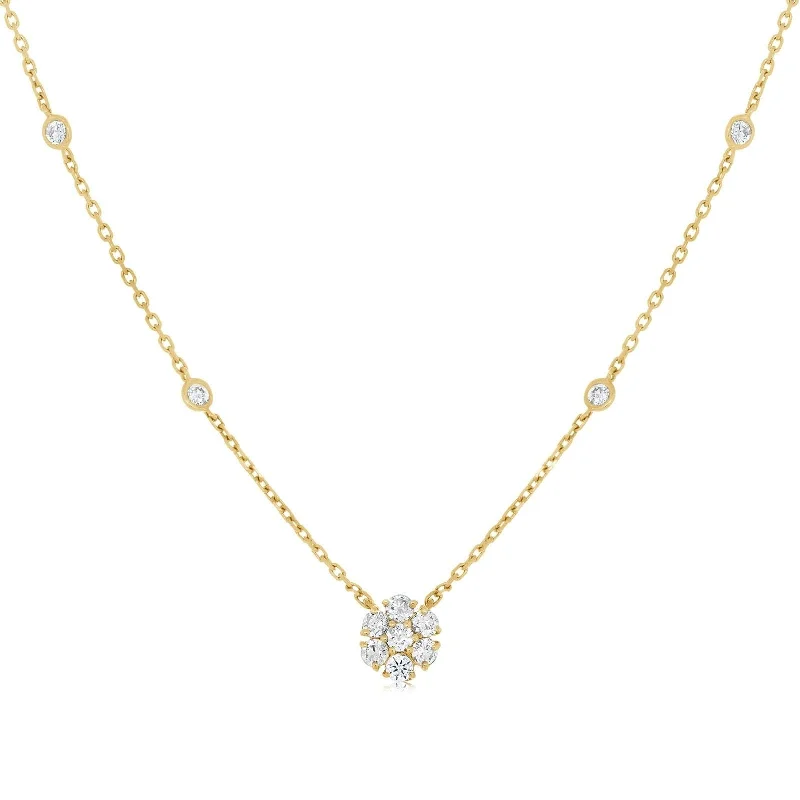 3/4 Carat Diamond Flower Necklace