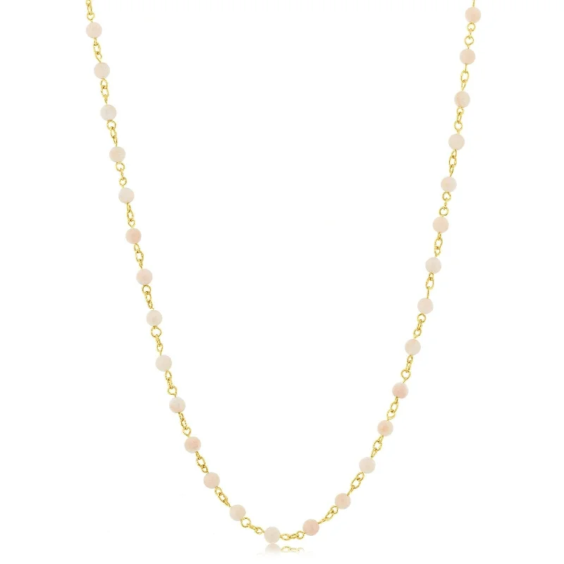 3mm Coral Bead Station Necklace