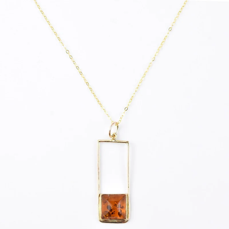 Amber Retro Square Necklace