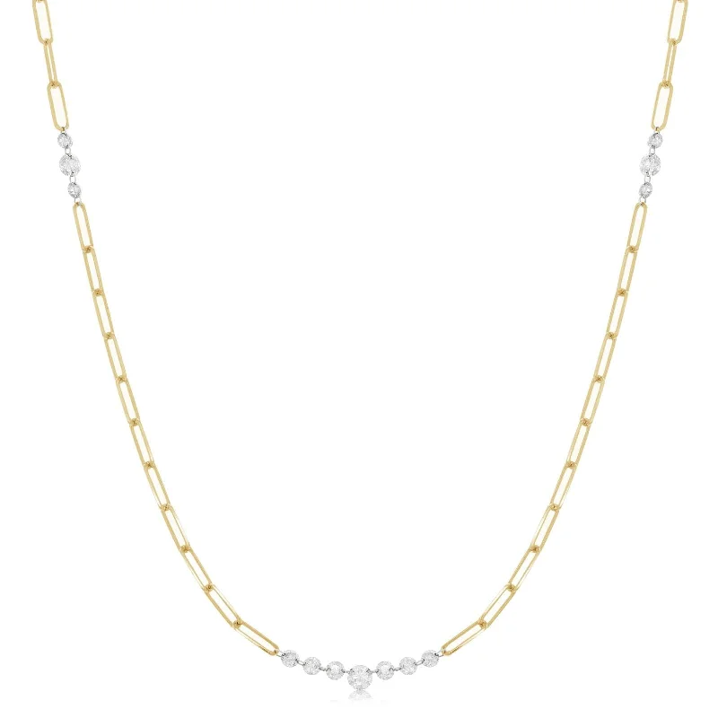 ARESA NEW YORK Pierced Diamond Paperclip Necklace