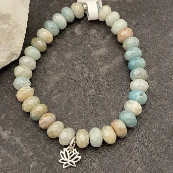 Black Gold Amazonite & Lotus Bracelet