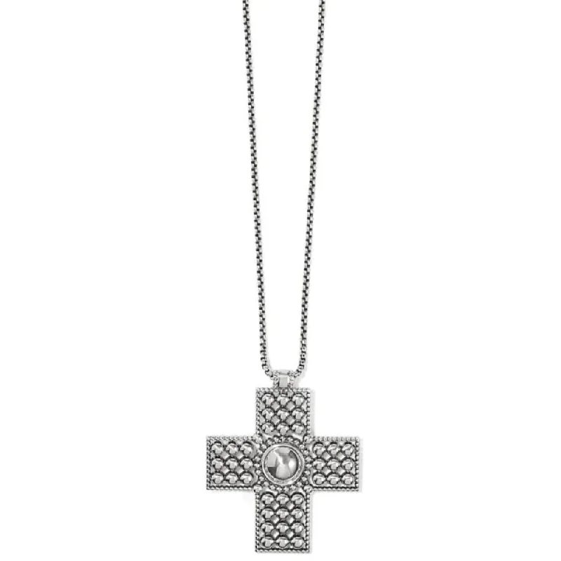 Brighton Pretty Tough Cross Necklace in Silver Tone