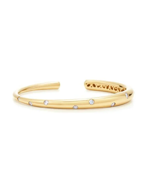 Cobblestone Diamond Cuff Bangle - Yellow Gold