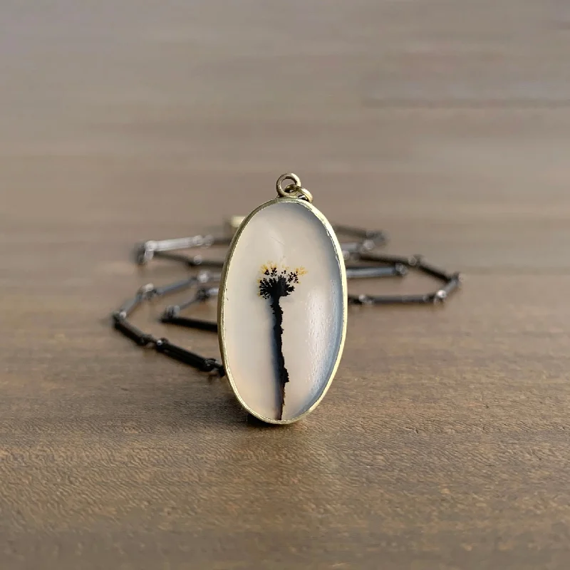 Dendritic Agate Dandelion Pendant