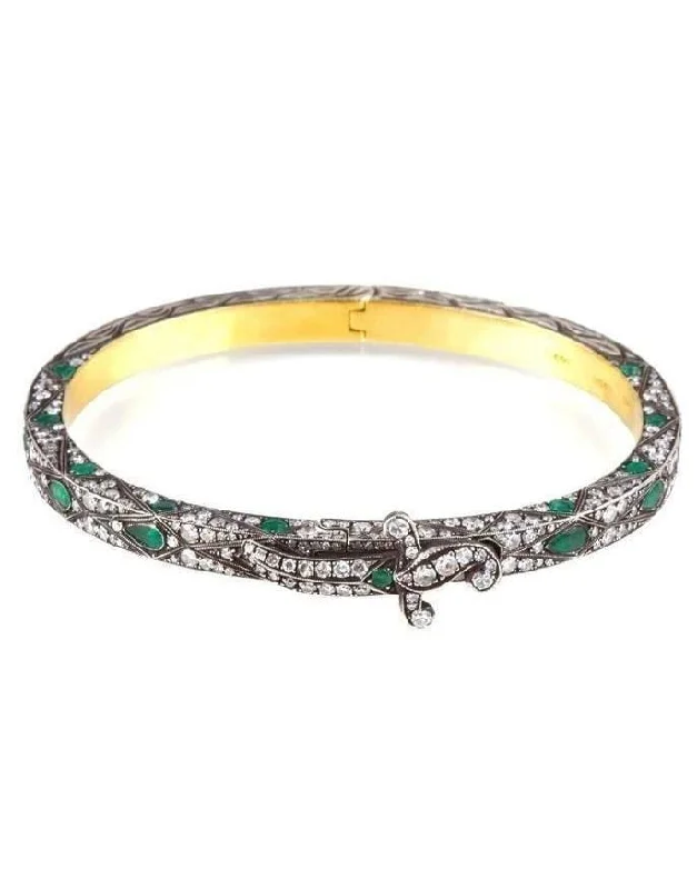 Diamond and Emerald Dagger Bangle