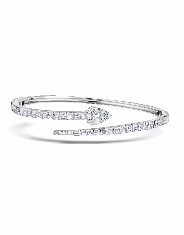 Double Baguette Pear Bypass Bangle