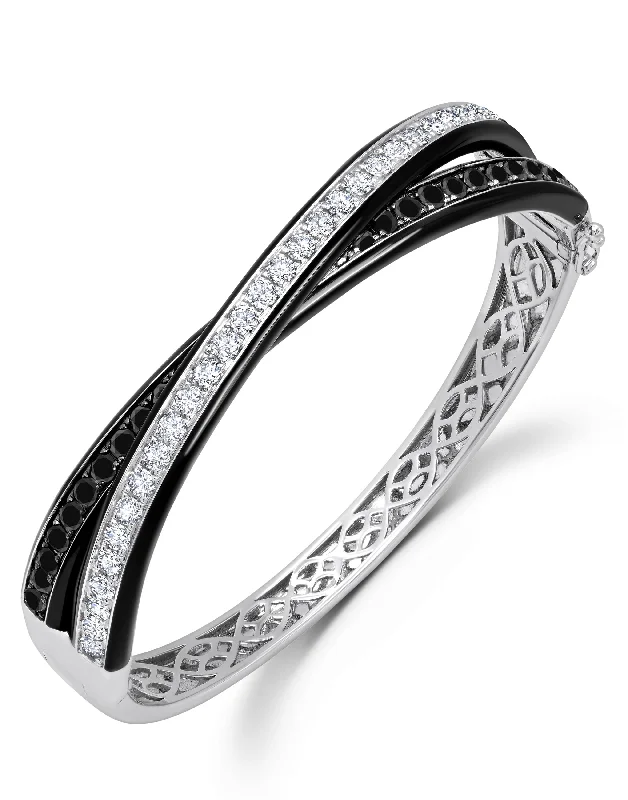 Double Black and White Diamond Enamel Bangle