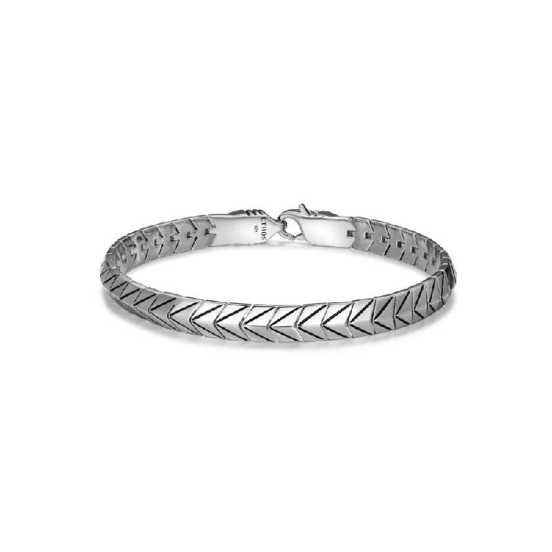 Ethos Men's Sterling Silver Chevron 8.25" Bracelet