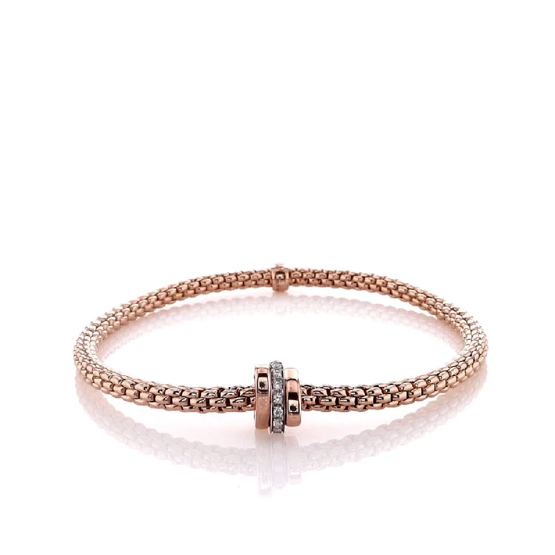 Fope 18K Rose Gold Prima Flex'it Diamond Bracelet - Medium