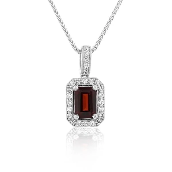 Garnet & Diamond Halo Pendant