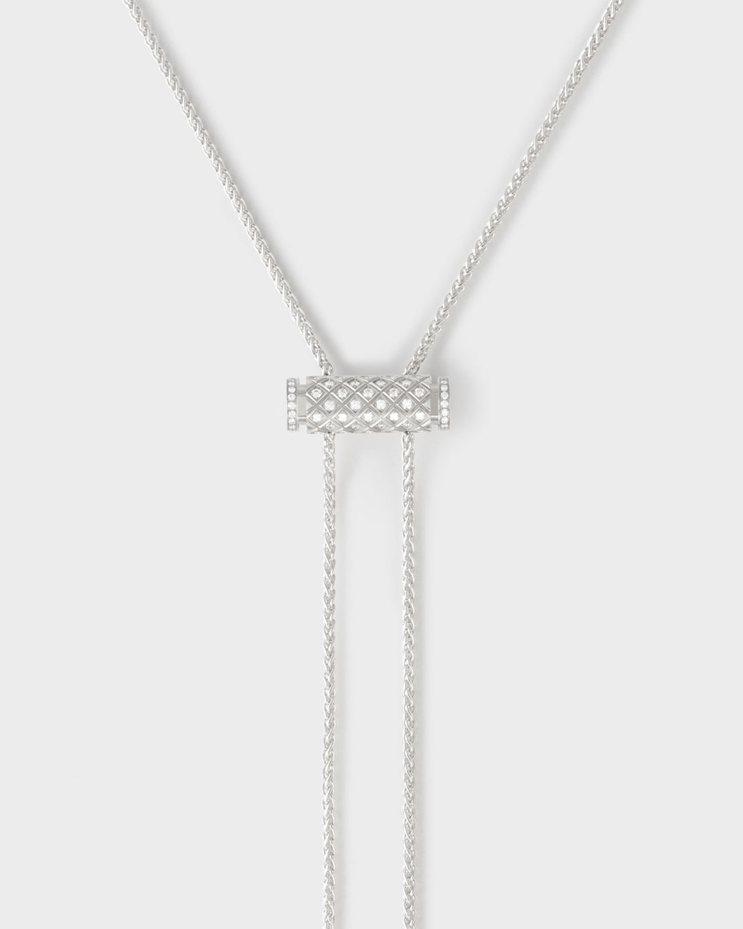 Diamond Latch Pendant on GM Chain in White Gold