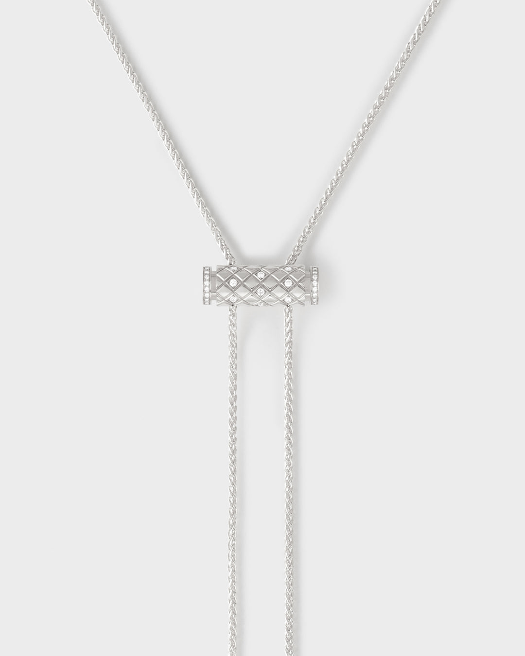 Semi-Paved Latch Pendant on GM Chain in White Gold