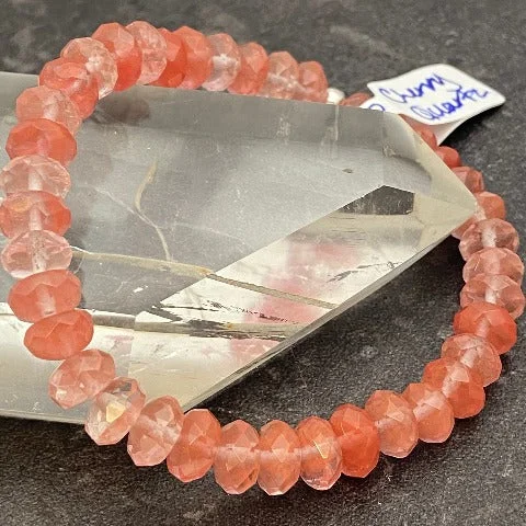 Cherry Quartz Rondelle Stretch Bracelet