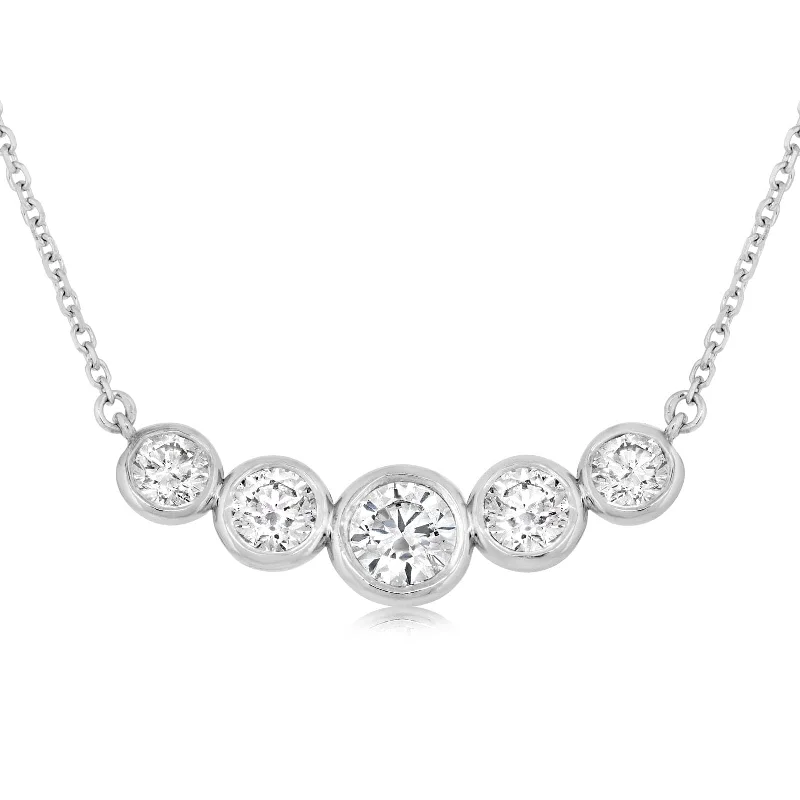 Graduated Bezel Diamond Bar Necklace