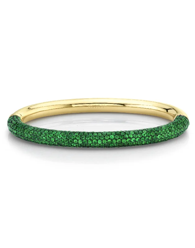 Green Garnet Pave Micro Bangle