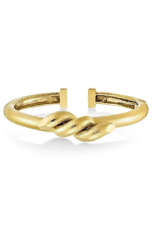 Hammered Gold Twisted Nail Bangle