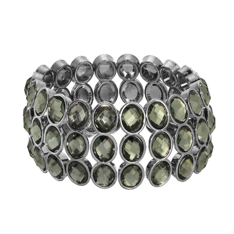 2028 Jewelry Hematite Blue Stretch Bracelet