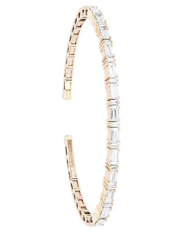 Horizontal Baguette Rose Gold Diamond Bangle